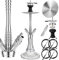 REANICE 26'' Edelstahl Shisha Set Komplett Reise Chisha Four Hole Hookah Tragbares Glas 4 anschlüsse