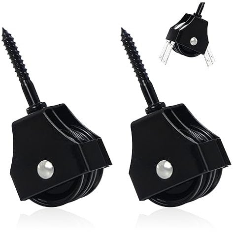 Doppia Puleggia Carrucola Edilizia Sollevamento - Singolo Set Fitness, Carrucole Corde Con Viti Per Il Fai Da Te Palestra Fitness Attrezzature Corda Metallica Ruota di Trazione a Catena(Nero, 2pcs)