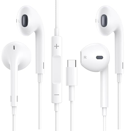 2 Pack USB C Headphones for Galaxy S23 S22 S21 Ultra FE,In Ear Type C Earphones Wired HiFi Stereo Noise Cancellation Earbuds with Mic+Volume Control for iPad Pro/Air/Mini, Huawei,Google Pixel,OnePlus