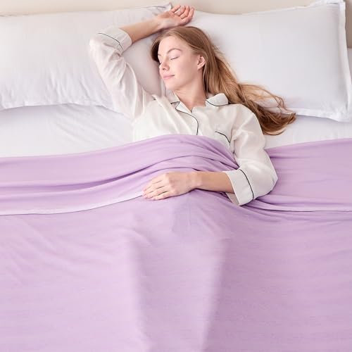 EMME Kühldecke Kühlende Decke, Arc-Chill Q-Max>0,5, 274 x228 cm, 2 in 1 Doppelseitige Dünne Sommerdecke, Leicht Atmungsaktiv Tagesdecken, Sofa Decken,Bettüberwurf Groß Kuscheldecke,Lavendel