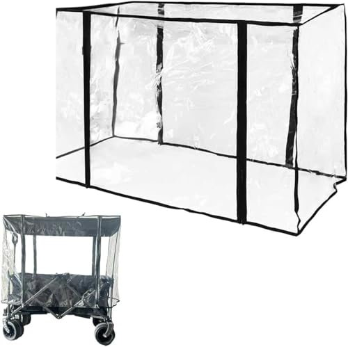 Clear Rain Cover for Canopy Trolley Cart - Garden Camping Shopping Wagon with Trolley Cart Accessories Push Pull Folding Wagon Rain Cover