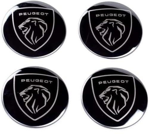 4 Pièces Enjoliveurs de Roue pour Peugeot 56 mm, Cache-moyeux enjoliveurs Autocollant de Capuchon de Jante Enjoliveur de Centre de Roue de Voiture Autocollant de Badge