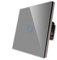 CNBINGO Touch Lichtschalter,Glas Lichtschalter Unterputz 1 Fach 2 Weg Wandschalter mit Glasrahmen 86mm Touch Schalter,Grau,1 PCS