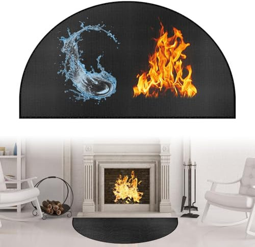 GBKDQQ Feuerfeste Unterlage: Halbrund Hitzeschutzmatte, Funkenschutz Für Kamine, Grill Und Heizungen (Schwarz, 152x81cm)