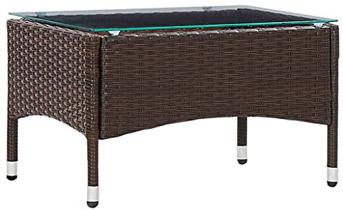 NQJIBUE Item-Coffee Tisch, braun, 60 x 40 x 36 cm, Poly-Rattan, Outdoor-Tische