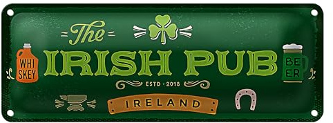 Vintage Blechschild | The Irish Pub | Dekoration für Zuhause | 10 x 27cm