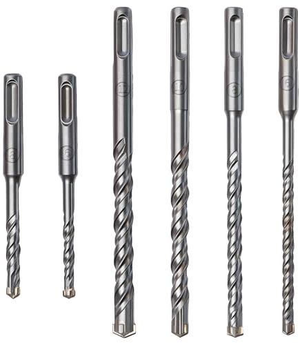 Tobriavor SDS Plus Bohrer set 6-tlg, Hammerbohrer-Set 6,8,10,12mm Zubehör Bohrhämmer für Beton, Mauerwerk, Steinbohrer - Betonbohrer Set Professional Zubehör Bohrhammer