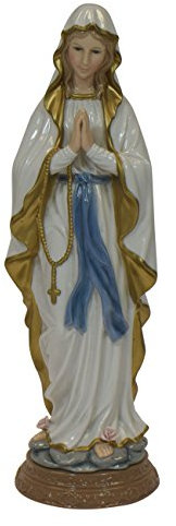 PABEN nàvel Statue Madonna Lourdes, Porzellan, Mehrfarbig, 11 x 10 x 40 cm