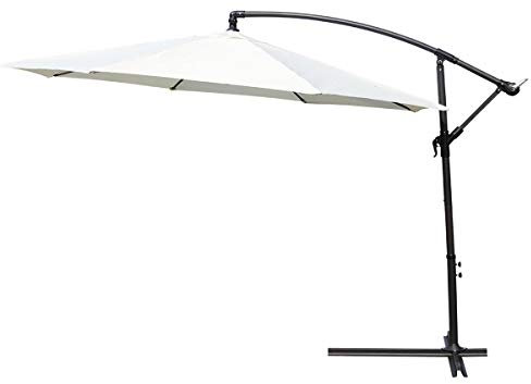 KCT 3m Large Cream Garden Cantilever Parasol Umbrella Patio Sun Shade with Adjustable Crank Tilt and Outdoor UV Protection