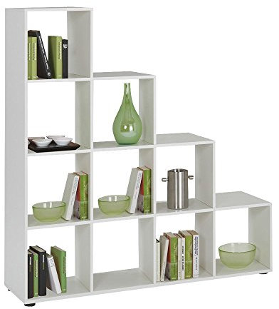 Raumteiler Turn II weiß Regal Bücherregal Standregal, Arbeitszimmer, Büro, Wohnzimmerschrank, Wohnzimmer, Flur, Diele, Küche, Schlafzimmer