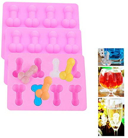 HMIEPRS Wiederverwendbare Silikon Penis Form Kuchenform, Eisform, Geburtstag DIY Form & Jello Mold Für Bachelorette Pecker Party Damen Nacht liefert (3pc penis shape mold sheet)