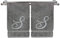 Monogrammiertes Handtuch, personalisiertes Geschenk, 40.6x76.2 cm, 2er-Set, silbernes besticktes Handtuch, extra saugfähig, 100 % türkische Baumwolle, Küche und Spa, Schrift S Grau