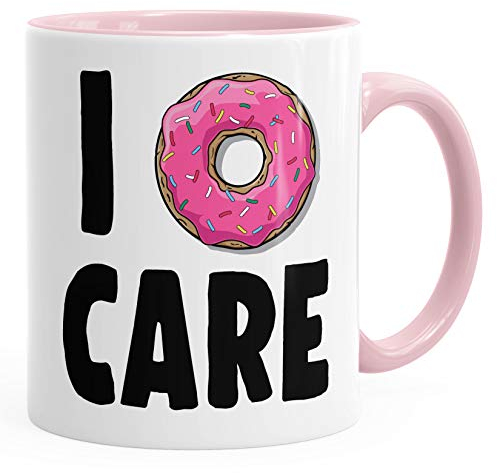Kaffee-Tasse I Donut care I do not care don´t care Spruch-Tasse Teetasse Keramiktasse MoonWorks® rosa unisize