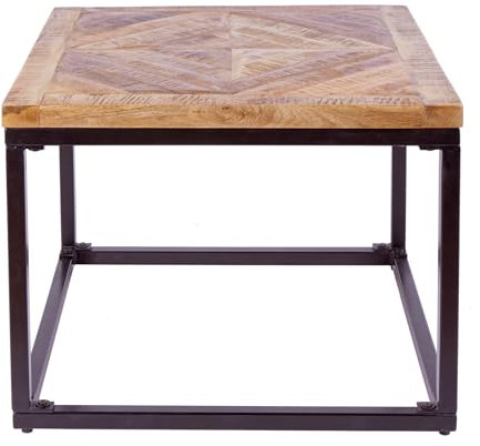 invicta INTERIOR Eleganter Beistelltisch Infinity Home 60cm Natural Mangoholz Fischgrätmuster Wohnzimmertisch