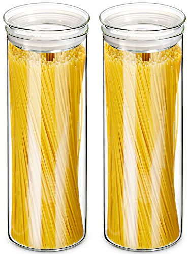 ZENS 1950ml Vorratsgläser mit deckel Luftdicht 2er Set, Groß Vorratsdosen Glas mit Deckel, Klar Spaghetti Aufbewahrung glas, Küche Vorratsglas Glasbehälter mit Glasdeckel für Pasta,Muesli