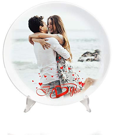 CreaTu Piatto Decorativo, Ceramica Fatto a Mano. Personalizzato con Foto e Testo. Made in Italy (20 cm, Porcellana)