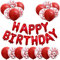 Happy Birthday Banner, Red Balloon Decoration Set - 20 Pack Including Latex and Confetti Balloons, 16-inch Foil Balloons for Boys, Girls, Women Party
