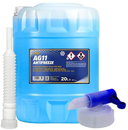 MANNOL 20 Liter, AG11-40 KÜHLERFROSTSCHUTZ FERTIGMISCHUNG BLAU + HAHN + Schlauch