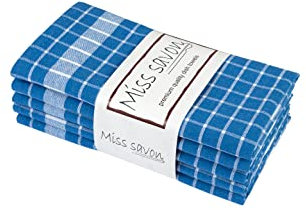 Miss Savon Geschirrtücher Blau - 5er Set Geschirrhandtücher Baumwolle Premium Küchenhandtücher Küchentücher Vintage & Deko Handtücher für die Küche Kariert (Blau)