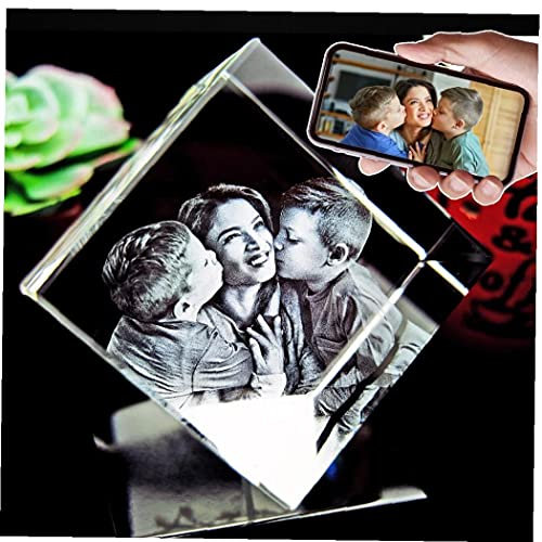Personalizado 3D Cristal Foto Diamante, Personalizada Añadir Imagen Grabada Con Nombre De Texto Regalo, Para Mujeres, Hombres, Niños, Cumpleaños, Conmemoración, Navidad, Día Del Padre, Madre