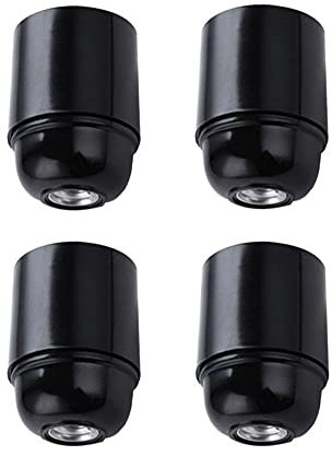 Hsthe Sea 4 Pcs Vintage E27 Support de Lampe, E27 Support de Lampe à vis, E27 Support d'ampoule, Douille d'ampoule en bakélite Noire, Luminaires Suspendus adaptés aux Ampoules Edison (Noir)