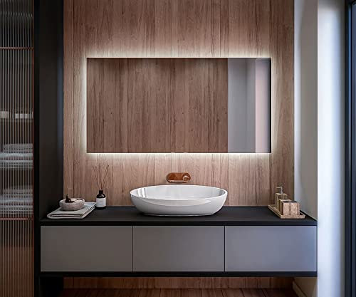 Artforma Badspiegel 160x80 cm mit LED Beleuchtung - Individuell Nach Maß - Beleuchtet Wandspiegel Lichtspiegel Badezimmerspiegel - LED Farbe und Touch Schalter - T100