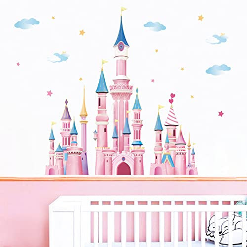wondever Wandtattoo Schloss Mädchen Wandaufkleber Märchenschloss Bunt Wandsticker Wanddeko für Babyzimmer Kinderzimmer Schlafzimmer