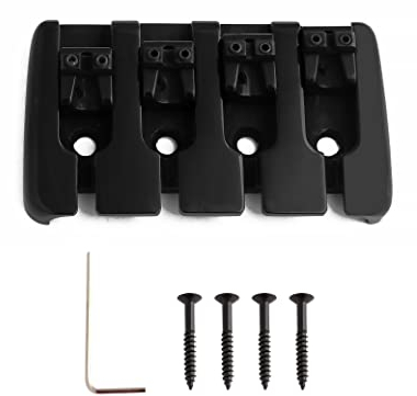 Rubatone 4 Saiten Bass Bridge A Style Top Load Saitenhalter mit Zinksätteln für E-Jazz Bass P Bass Black High Mass.