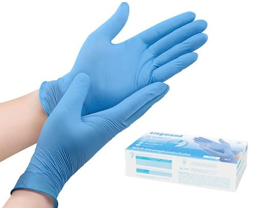 100x Siegmund Nitril-Einweghandschuhe blau - Größe M - dehnbare, puderfreie, medizinische Nitrilhandschuhe höchster Qualität - undurchlässig für Bakterien, Pilze und Viren