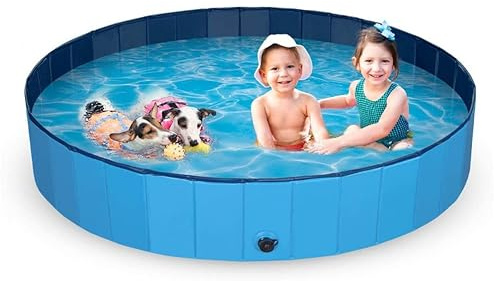 VIPER Blue Paddling Pool for Children and Pets, Foldable Outdoor Pool, Durable PVC, Non-Slip Bath, Compact and Portable, Easy Drain, 120 x 30cm for Summer Fun, Ideal for Kids and Dogs