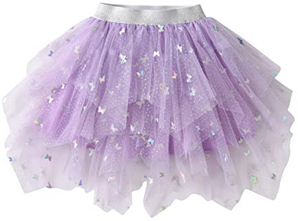 DXTON Mädchen Röcke Tanz Rock Tulle Tutu Prinzessin Baby Kinder Rock Paillette Ballett Skirt SK212 4-5 Jahre