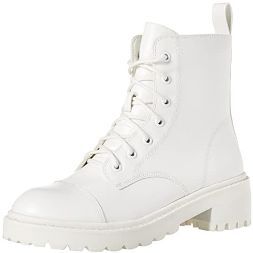 The Drop Bota militar con cordones y plataforma Sparta para Mujer, Crema, 39