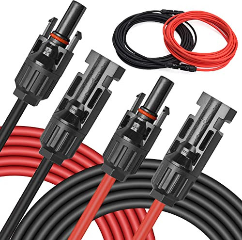 Solarkabel 6mm² 5M x 2 Solar Verlängerungskabel mit Solarstecker, Solar Verlängerung Photovoltaik Kabel für Solarpanel Balkonkraftwerk Solar Kabel(2-20M, 4mm2, 6mm2)