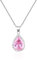 Linawe Pink Crystal Silver Chain Necklace for Women, Imitation Diamond Pendant Cubic Zirconia Birthstone Rhinestone Teardrop Necklace, Preppy Bridal Wedding Jewellery
