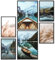 Papierschmiede® XXL Mood Poster Set Lake View, Gerahmte Bilder (Aluminium Rahmen, Farbe wählbar), Wohnzimmer Deko Wandbilder Schlafzimmer, 2x A2 und 4x A3, Boot See Wald Pampas Gras Berg