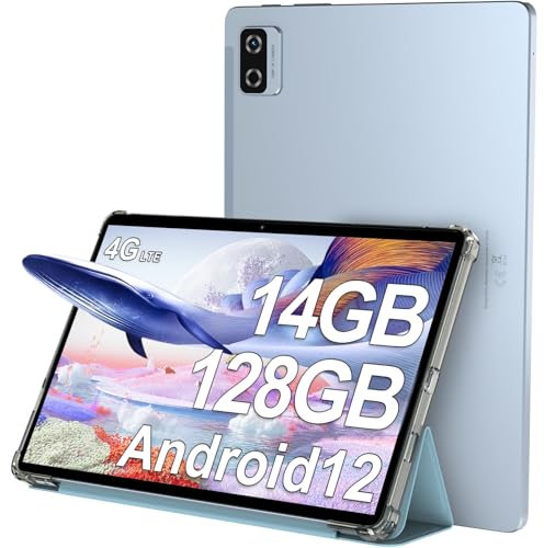 Tablet 10 Inch Blackview Tab12Pro 14+128GB/2TB, Android 12 Tablet GMS,2K FHD+IPS Incell Screen, 4G Tablet with Sim Card Slot, 5G WIFI, 13MP Camera, 6580mAh, BT5.0, GPS, 2-Year Warranty-, Blue