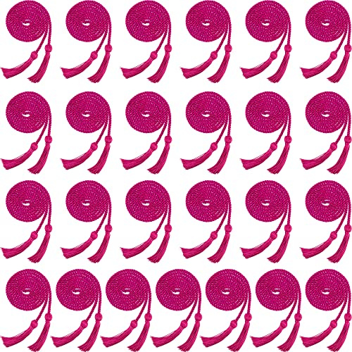 Haconba 25 Pieces Graduation Honor Cord Rayon Braided Honor Cords with Tassel for Graduation Students Bachelor Master Doctoral Gown Grad Decor (Fuchsia)