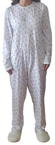 INGROSSO MERCERIE LCF Pyjama pour femme, 100 % coton, fabriqué en Italie, Blanc., 42