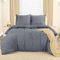 Utopia Bedding Bettwäsche 200x200 Set - Mikrofaser Bettbezug 200x200 cm + 2 Bestickte Kissenbezüge 80x80 cm - Grau