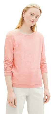 Tom Tailor Denim Damen Sweatshirt mit Raffarm & Struktur, 21171 - Crystal Pink, L