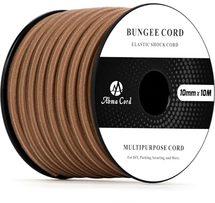 Abma Cord Bungee Cord 10mm 10M Elastic Shock Cord 100% Stretch Bungee Rope | Tent Pole, Tarpaulin, Trailer, Kayak, Camping, Secure Roof Racks, Tie Down, Backpack