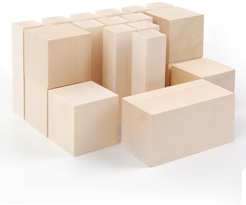 Winter Shore Lindenholz zum Schnitzen [19er-Pack] - 3 Verschiedene Größen - Set Schnitzholz für Kinder, Anfänger & Erwachsene - Weiches, Unbehandeltes Holz Basteln - Glatte Oberfläche, Gratfrei - DIY