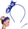 Fascinator Hut Stirnband,Kopfschmuck mit Hanfschleier Retro-Feder Mode Feder Haarnadel Bühne Startbahn Braut Haarschmuck für Cocktail Tee Party Hochzeiten Rennen (Blau)