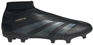 adidas Unisex Bota de fútbol Predator League Laceless césped natural seco, Core Black/Carbon/Gold Metallic, 42