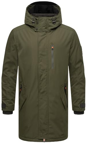 STONE HARBOUR Herren Outdoorjacke warm gefüttert leichte Winterjacke lang mit Kapuze Lanzoo S-3XL