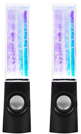 Socueny 2PCS Speakers Dancing Water Music Fountain Light for PC Laptop for Phone Portable Desk Stereo Speaker Black