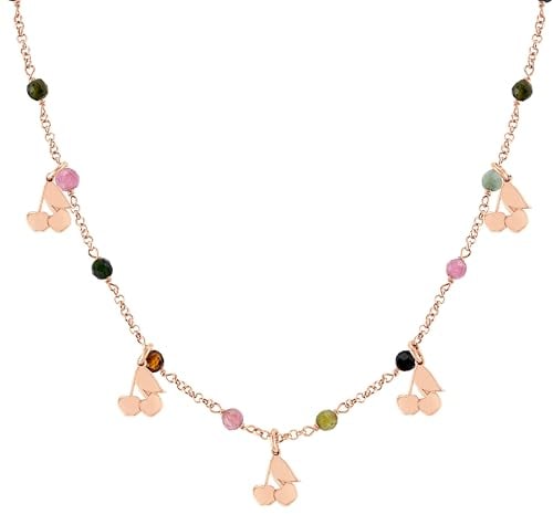 Nomination | Halskette Damen Kollektion Mon Amour - Karabinerhaken Verschluss – 925er Sterlingsilber und farbige Kristalle mit Anhängern in Kirsch Form - Made in Italy – 38/42 cm (Roségold Kirschen)