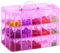 Storage Box for Lego, Stackable Storage Organizer with 30 Compartments for Lego, Storage for Barbie Dolls, for Hot Wheel Toy Bins for kids organizer, Clear Toy Storage Bin(Pink)