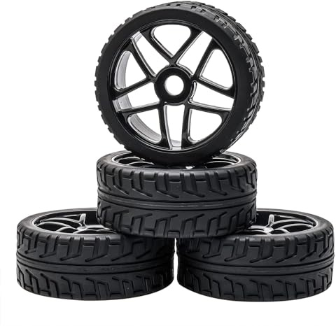 Rad Felge Gummireifen RC 1:8 Off-Road Reifen 17mm Sechskantgelenk 4 Stück (Schwarz)