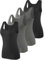 vislivin Elastische Tank Tops für Damen Unterhemden 4er Pack Schwarz/Dunkelgrau/Dunkelgrau/Schwarz XXL